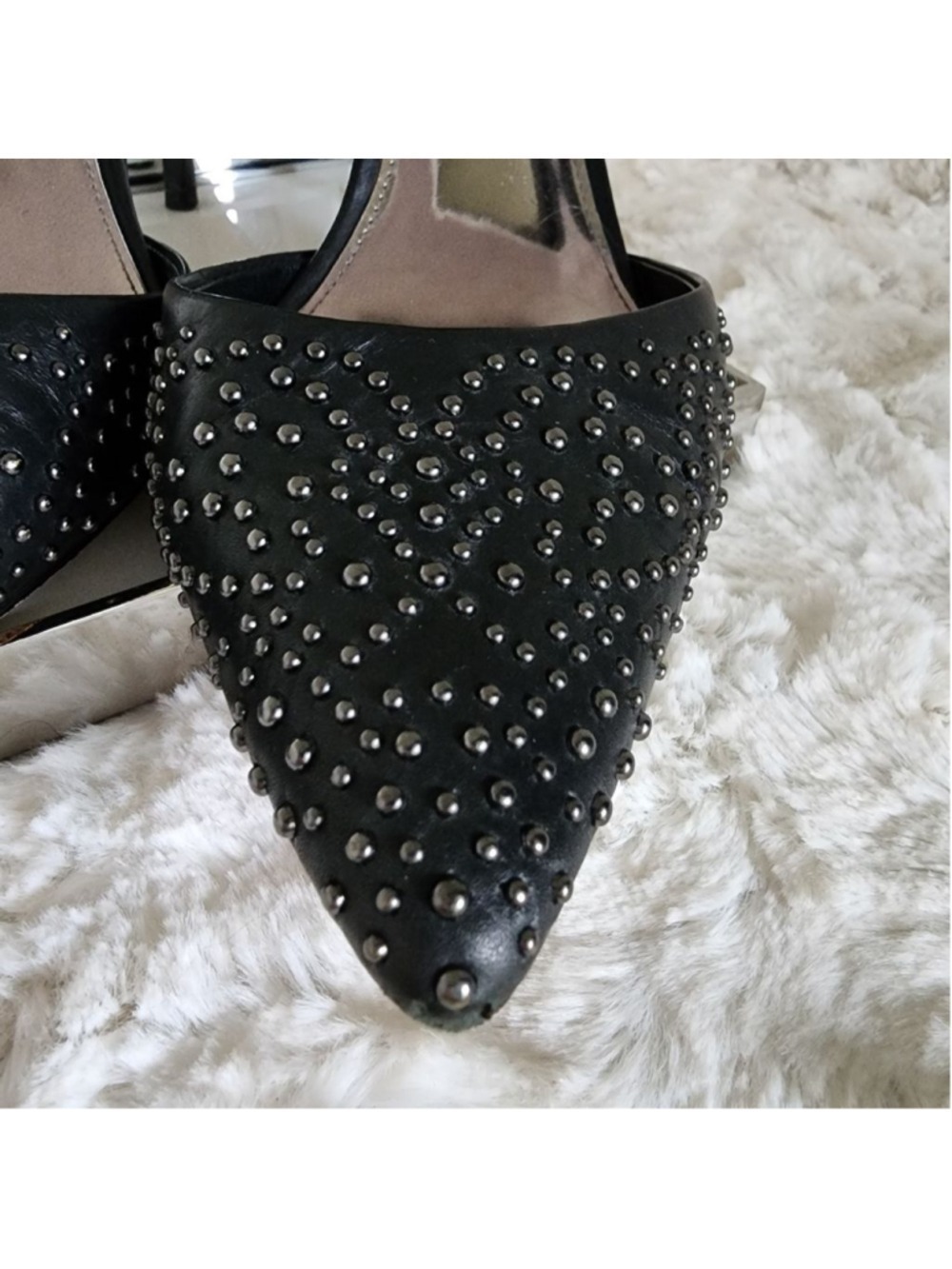 Coach Holmes Studded Leather High Heels Black Sz 8 - Picture 3 of 16